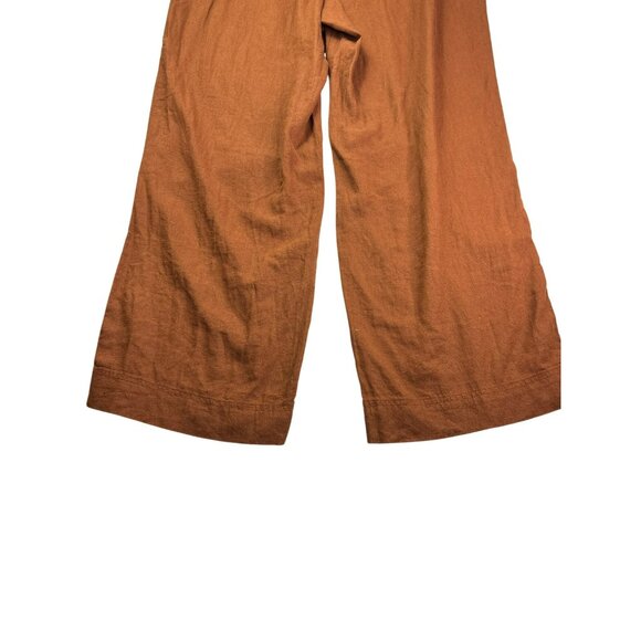 Old Navy High Rise Wide Leg Pants Linen Rayon Blend Size XL Tall Brown Elastic W - Picture 6 of 10